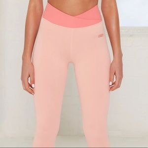 OH POLLY BO+TEE REVIVE WRAP V WAIST LEGGINGS TWO TONE PINK CUTE PASTEL WORKOUT